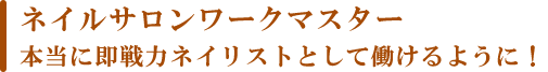 ネイルサロンワークマスター 『本当に即戦力ネイリストとして働けるように!』